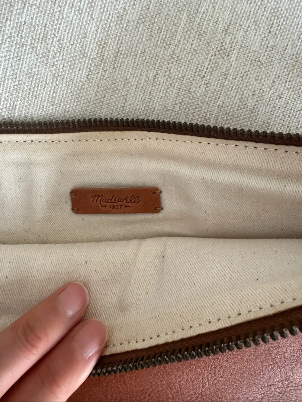Madewell Tan Leather Zip Clutch
